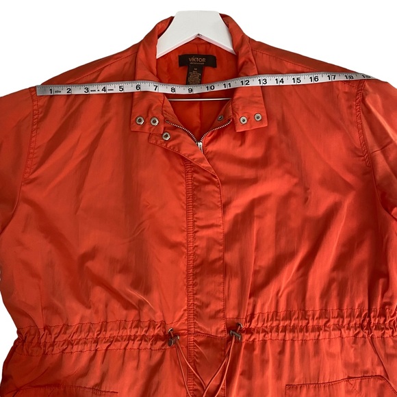 Victor by Victor Alfaro Orange Zipper All-Weather Trench Rain Coat Size Medium - Picture 6 of 12
